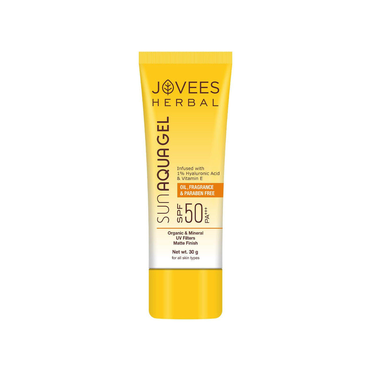 Jovees Herbal Sun Aqua Gel SPF 50 PA+++ | Lightweight, Water-Like Texture | 1% Hyaluronic Acid | Non-Greasy, No White Cast | Perfect for Oily & Combination Skin 30g