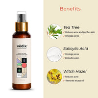Vedix Customized Ayurvedic Toner | Vaimal One Step Clarifying Facial Toner With Tea Tree And Salicylic Acid | For Acne Prone Skin | For Pore Tightening and Moisturizing |100ml