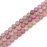 Bymitel 140Pcs Natural Crystal Beads Stone Gemstone Round Energy Healing Loose Beads with Stretch Cord for Jewelry Making Bracelets Anklets (Rhodochrosite, 8mm 140pcs) Rhodochrosite