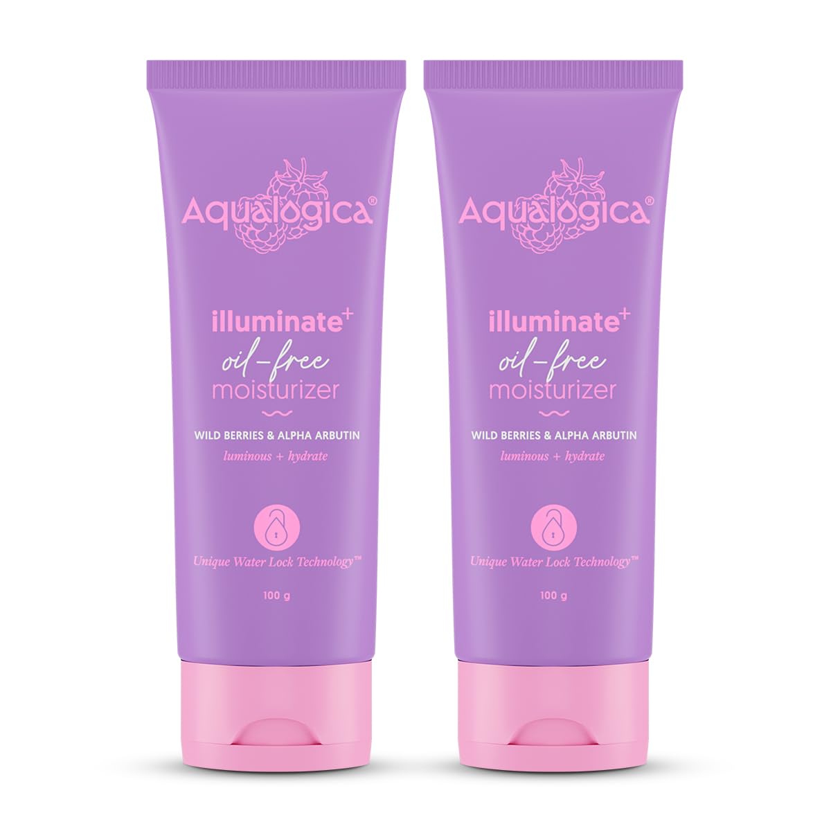 Aqualogica Illuminate+ Oil-Free Moisturizer with Wild Berries & Alpha Arbutin for Luminous Glow - Normal, Dry & Combination Skin -Hydration & Even Skin Tone for Men & Women -100g