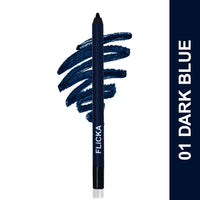 FLiCKA Keep It Bold Kajal | Waterproof, Smudgeproof, Intense Kajal, Long-lasting Formula upto 18hrs, 01 Dark Blue, 1.2 g