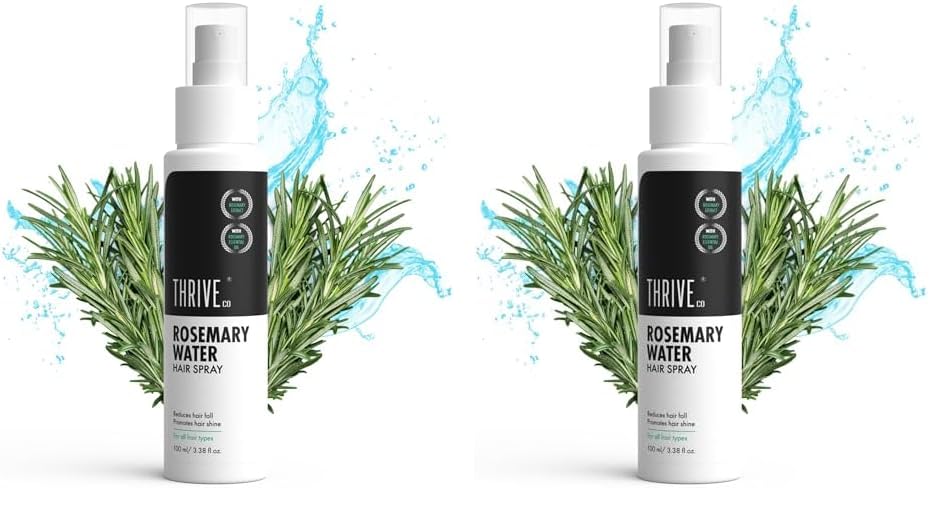 ThriveCo Rosemary Water Hair Spray | With 100% Natural Rosemary Extract, Rice Water & Hyaluronic Acid | For Hair Growth, Hair Fall Control, Hair Conditioning & Hair Shine | Men & Women, 100ml