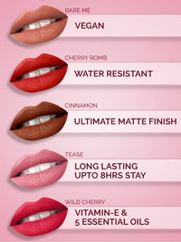 STARSTRUCK BY SUNNY LEONE Liquid Lipstick - Tease- 6ml | Matte Lip Color | Long Lasting Liquid Matte Lipstick | Waterproof Lipstick | Smudge Proof Lipstick for Women