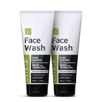 Ustraa Face Wash Acne Control - With Neem & Charcoal - 200g (Pack of 2) - Oil control, Prevents Acne, Especially for Oily skin | Keeps Face Non-sticky, Non-oily | No SLS, No Paraben