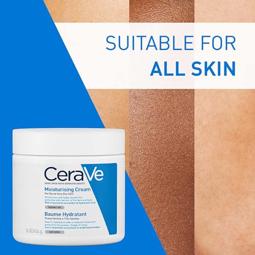 CeraVe Moisturizing Cream For Dry To Very Dry Skin (454g) - Formulated with 3 Essential Ceramides And Hyaluronic Acid | Non-Comedogenic Moisturizer For Face and Body