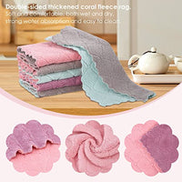 Rachan 11Pack Kitchen Dish Cloths, Reusable Dish Towels, Nonstick Oil Washable Fast Drying, Super Absorbent Coral Velvet Cleaning Cloths for Cleaning Tableware, Kitchen, Bathroom (Pink - green10 x 6