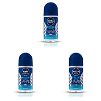 NIVEA MEN Fresh Active 50ml Deo Roll On | With Fresh Ocean Extracts| 72 H Freshness| 0% Alcohol | Dermatologically Approved & Paraben Free Formula (Pack of 3)