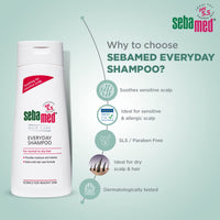 Sebamed Everyday Shampoo |pH 5.5|Soothing for sensitive scalp| Normal to Dry scalp | Dermatologically & clinically tested | 200ml (Pack of 2)
