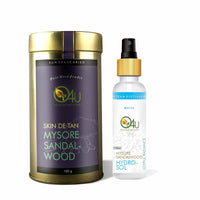 O4U - Mysore Sandalwood Powder And Sandalwood Water for- De Tan, Glowing Skin, Oil Control, Fades Acne Scars - 150gm