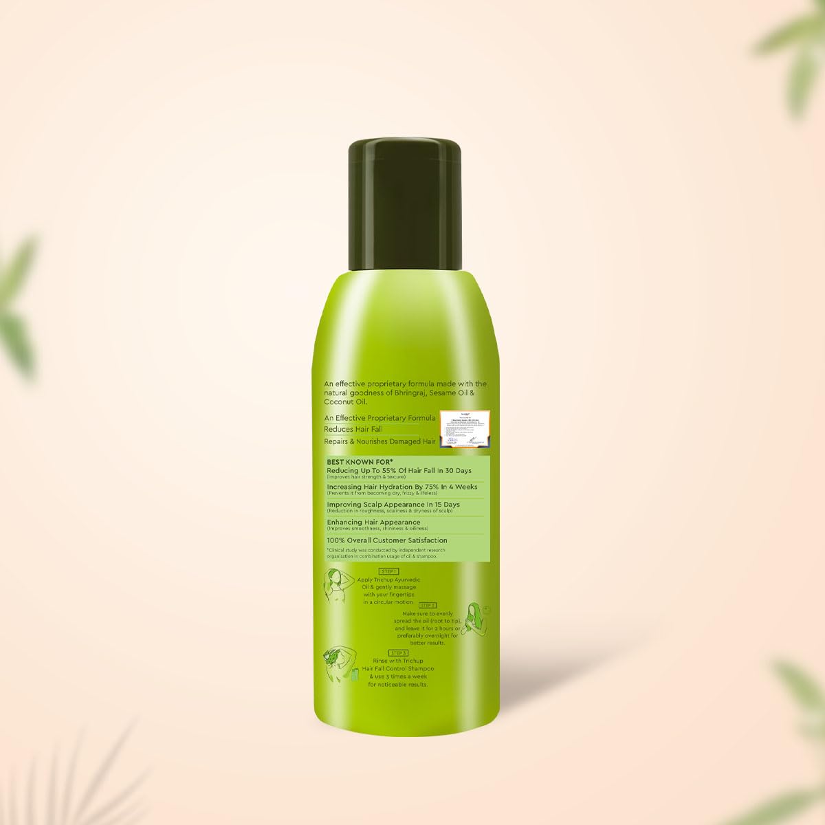 Trichup Ayurvedic Hair Fall Control Hair Oil for Hair Growth For Men & Women | 5 Natural Ingredients | Reduces hair fall & Anti Dandruff | No Mineral & Paraben- 200ml Pack of 2