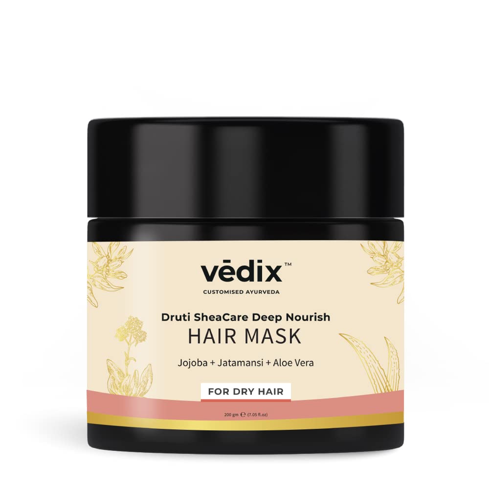 Vedix Ayurvedic Hair Mask, Customized Druti SheaCare Deep Nourish Hair Mask for Dry and Frizzy Hair with Jojoba + Jatamansi + Aloe Vera - 200gm