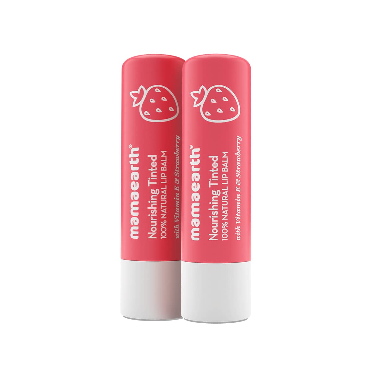 Mamaearth Nourishing Tinted 100% Natural Lip Balm with Vitamin E and Strawberry 4 g - (Pack of 2)