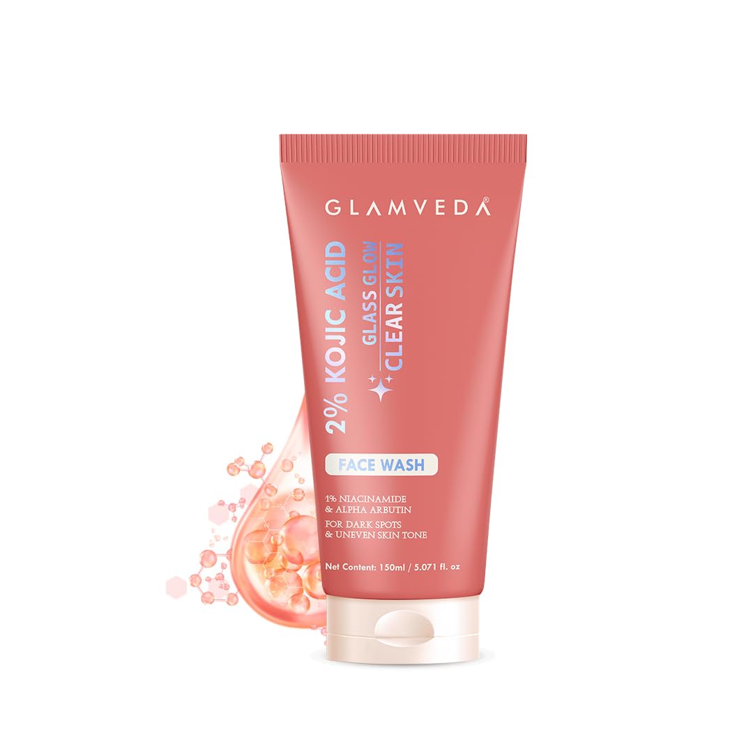 Glamveda 2% Kojic Acid Face Wash With 1% Niacinamide & Alpha Arbutin for dark spot & uneven skin tone clear glow 150ml