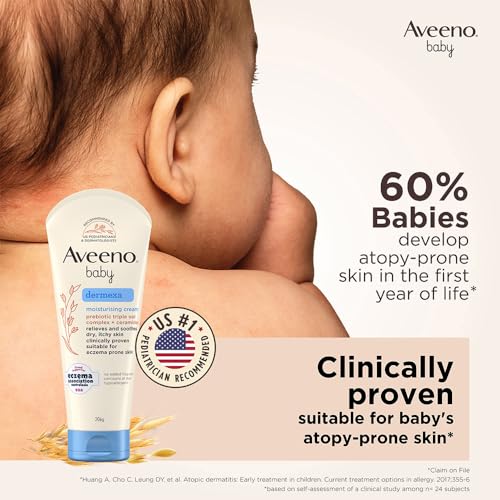 Aveeno Baby Dermexa Moisturising Cream 100g with Triple Oat Complex and Ceramides to soothe and relieve dry, itchy, sensitive skin | US pediatrician recommended | No added fragrance, cortisone or dyes | Hypoallergenic