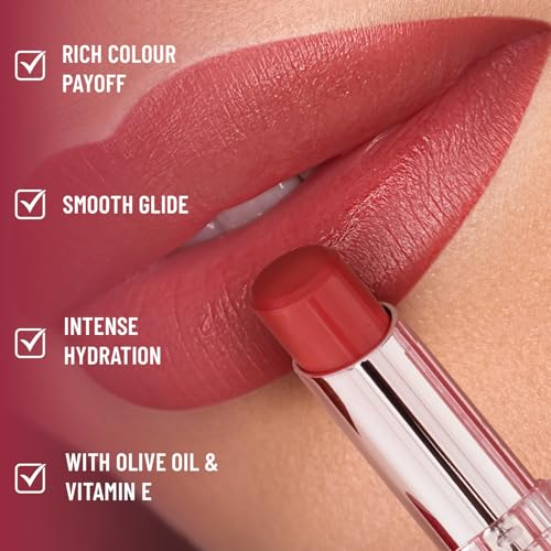 Swiss Beauty Pure Lustre Lipstick | High Shine Finish | Smooth Glide | With Olive Oil & Vitamin E | Hydrating | Shade- Bleached Pink, 3.8gm