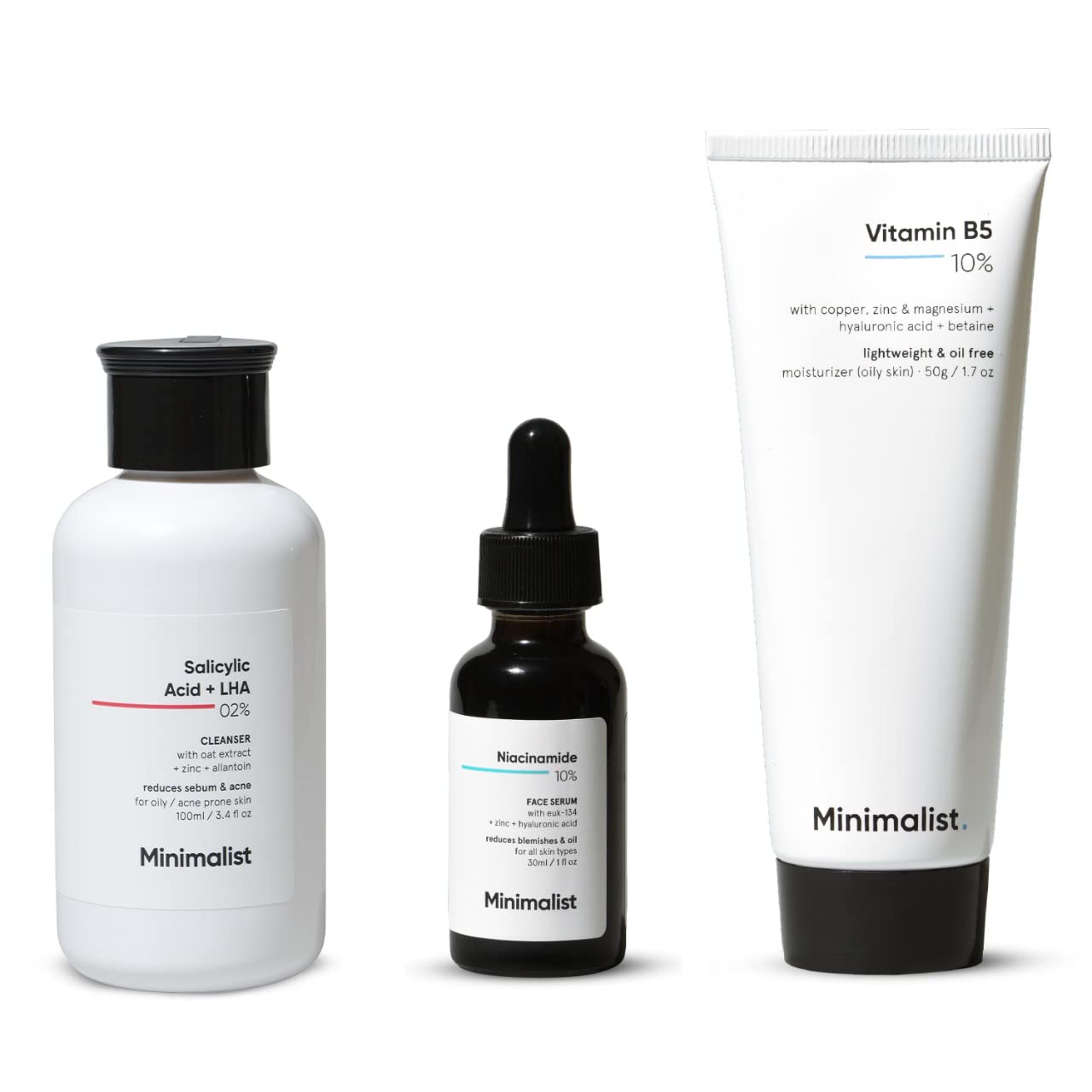 Minimalist Oily Skincare Kit | Routine Kit For Women & Men | Face Wash, Serum & Moisturizer Combo | 180g
