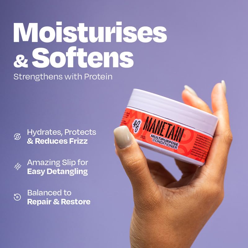 MANETAIN Multipurpose Hair Conditioner 100gm for Curly, Wavy, and Frizzy Hair | Protein/Moisture Balanced | Deep Conditioning, Hydrating, Strengthening, Detangling & Curl Enhancing | No Sulfates or Parabens