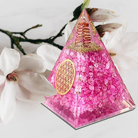 Orgone Pyramid | Rose Quartz Pink Orgonite Pyramid for Peace, Calm & Love | Healing Crystal Gemstone Pyramid | Orgone Pyramid Crystal - Handmade In India