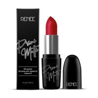 RENEE Prime Matte Lipstick - Rustic Red, Lightweight & Long-Lasting Formula, Creamy Matte Finish, One Swipe Application, Non-Drying, Vitamin E Infused, 4.5Gm