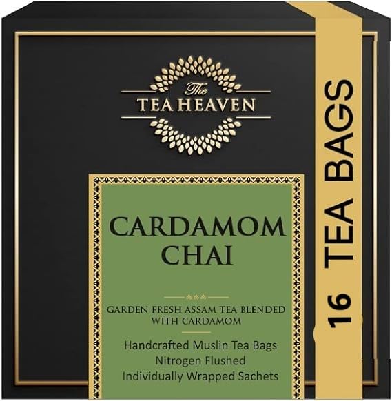 The Tea Heaven | Tea Gift - Elachi/Cardamom Chai-Treats Cold and Cough- 100% Natural Ingredients- 30 Tea Bags