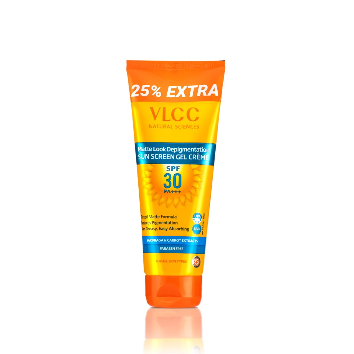 VLCC Matte Look Spf 30 PA ++ Sunscreen Gel Crème - 100g + 25g Extra - Helps Depigmentation, Non-Greasy Tinted Matte Formula with Broad Spectrum Protection.