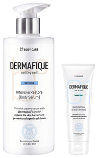 Dermafique Absolute Detox Facial Cleanser – 100ml Fac Intensive Restore Body Lotion Serum with Vitamin E – 300ml Body Lotion