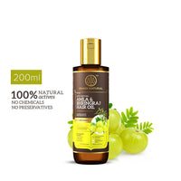Khadi Natural Amla & Bhringraj Hair Oil | Herbal Oil for Boosting Hair Growth | Non-sticky Hair Oil | Silicone & Mineral Oil Free | Suitable for All Hair Types | Powered Botanics|200ml