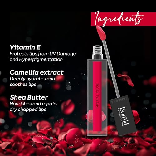 Born16 Tamaraa Liquid Lipstick – Imperial Rouge | Hydrated-Matte Finish with SPF | Waterproof, Transfer-Proof, 24-Hour Wear | Vegan & Non-Drying with Shea Butter, 4ml