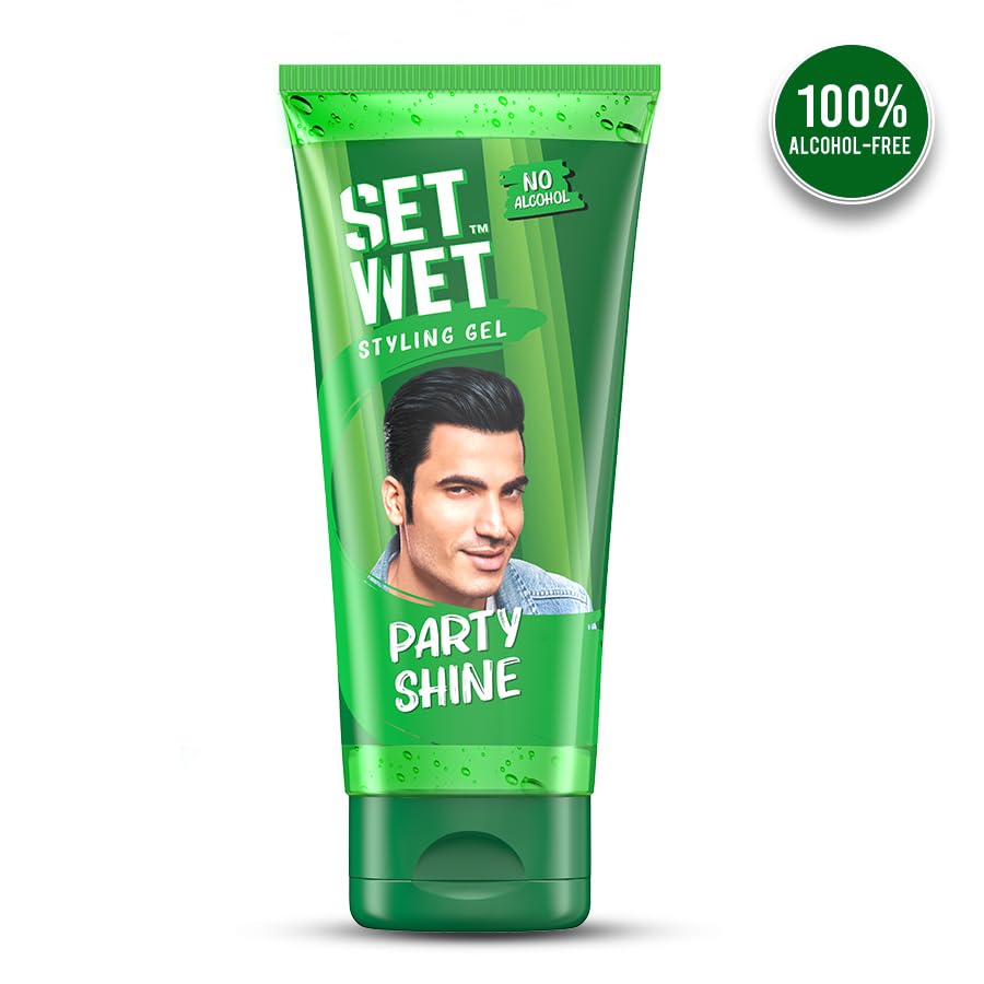 Set Wet Styling Hair Gel for Men - Party Shine, 100gm | Strong Hold, High Shine |For Short to Medium Hair| No Alcohol, No Sulphate