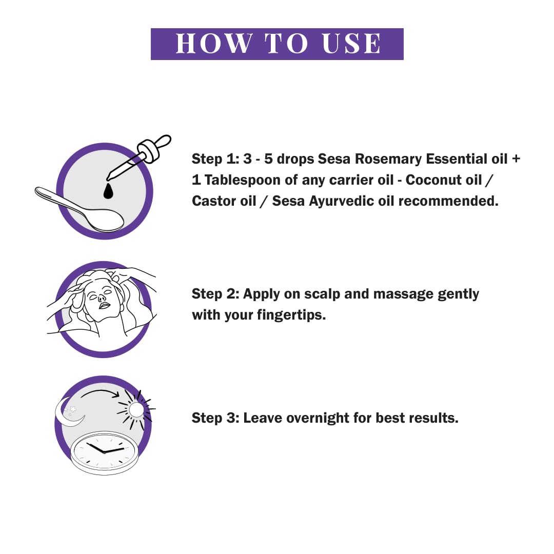 Sesa Rosemary Essential Oil For Hair Growth Nourishes Skin Hair Fall Control Oil For Women and Men 100% Pure & Natural Rosemary Oil, 30 ml