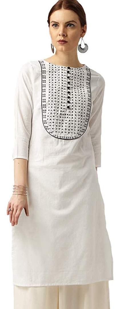 Amayra Women's  Cotton Straight Embroidery Kurti