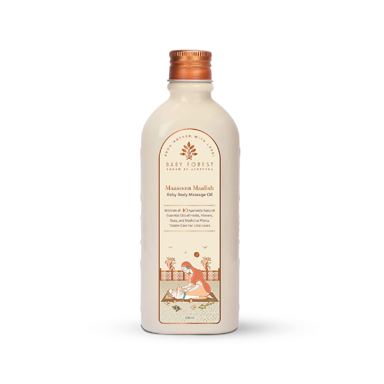 Baby Forest Maasoom Maalish Baby Body Massage Oil | Ayurvedic Baby Massage Oil for Kids | Derma Safe | Cruelty-Free | Vegan | 200 ML