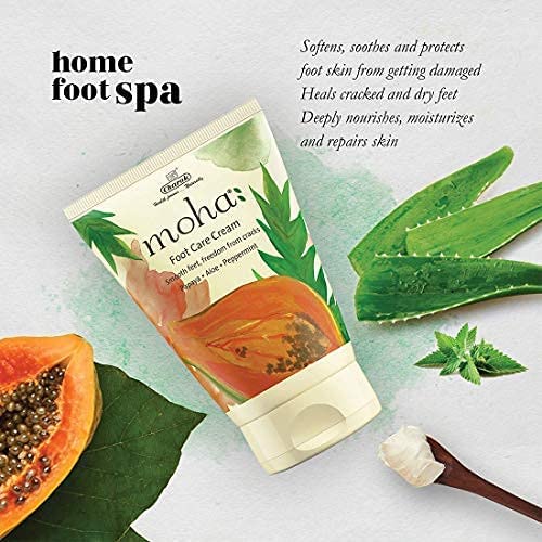 moha: Foot Cream For Rough, Dry and Cracked Heel, Feet Cream For Heel Repair With Benefits Of Aloe Vera, Papaya & Peppermint (Nail + Foot Care 100ml Each)