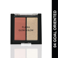 FLiCKA Glow N Blow Blusher And Highlighter Palette For Face Makeup| Long Lasting, Travel Friendly, Highly Pigmented Flawless Look | 04 Goal Oriented