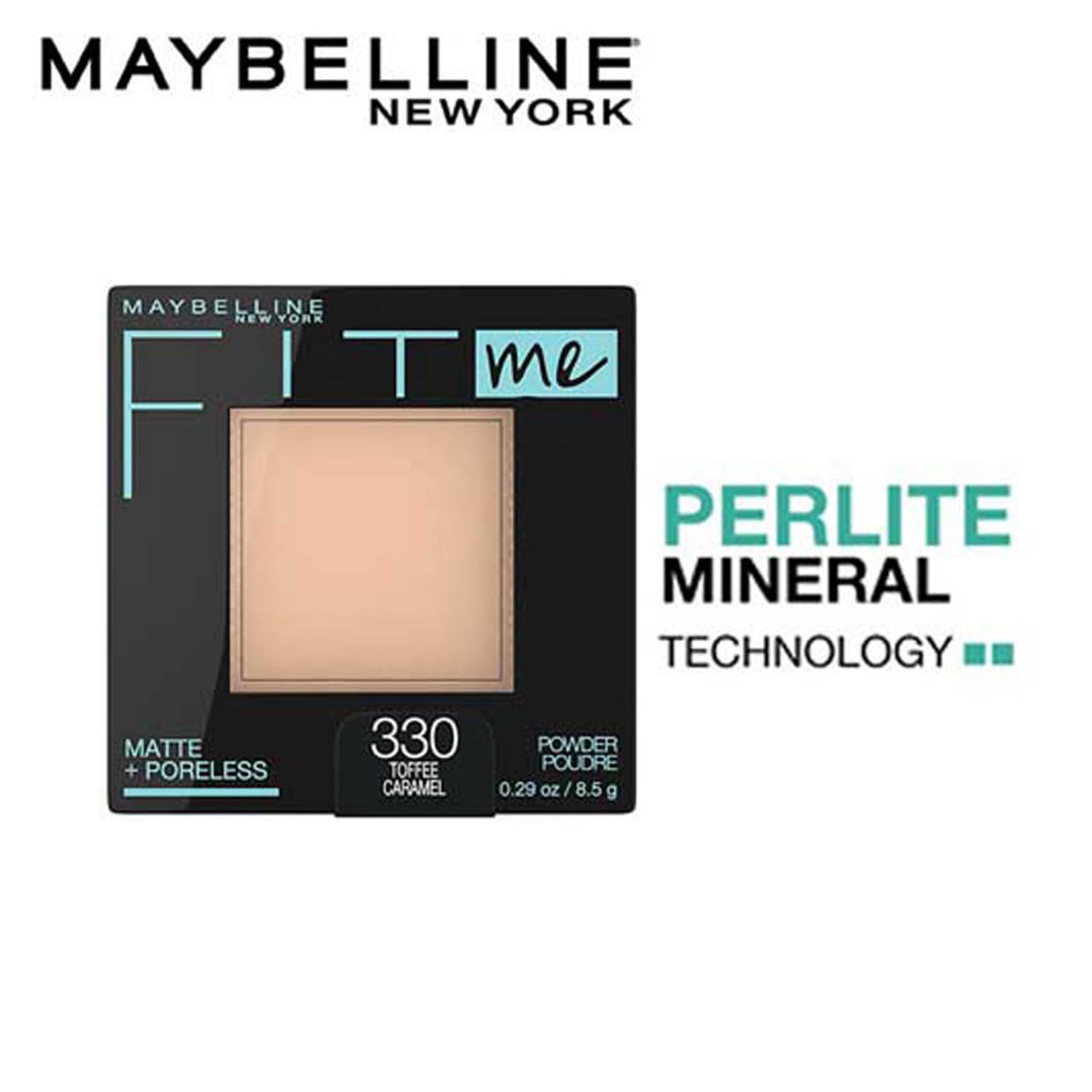 Maybelline New York Powder Foundation, Pressed Powder Compact, Mattifies Skin, Incl. Mirror and Applicator, Fit Me, 330 Toffee, 8.5g