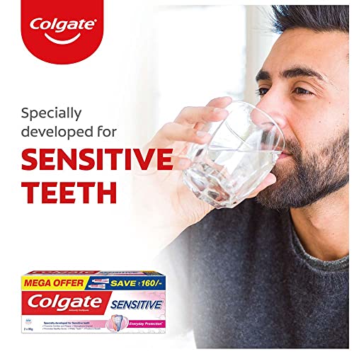 Colgate Sensitive Everyday Protection Toothpaste, Combo Pack Of 160g (80g X 2), Specifically Developed For Sensitive Teeth & Healthy Gums, Tooth paste For Prevention Of Cavities & Plaque