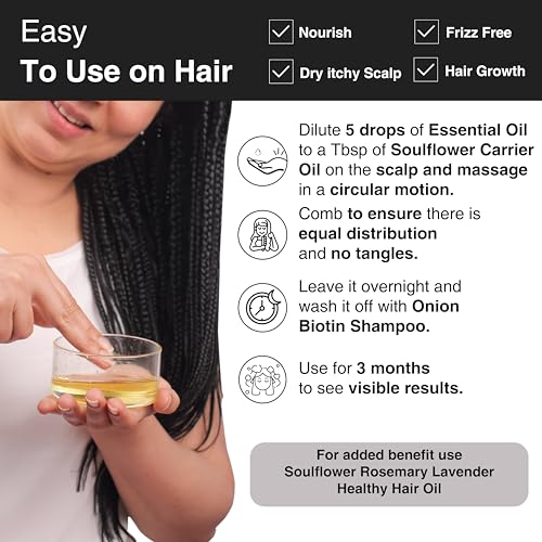 Soulflower Lavender Essential Oil for Healthy Hair & Growth, Skin, Hair Fall Control and Relaxing Sleep| Lavandula Angustifolia | Ecocert Certified Organic 100% Pure, Natural, Undiluted | 10ml