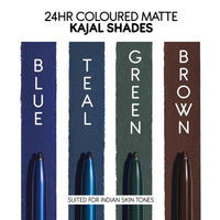 Kay Beauty 24HR Coloured Matte Kajal - Teal (0.35gm)