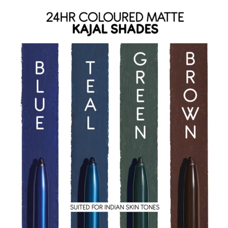 Kay Beauty 24HR Coloured Matte Kajal - Green (0.35gm)
