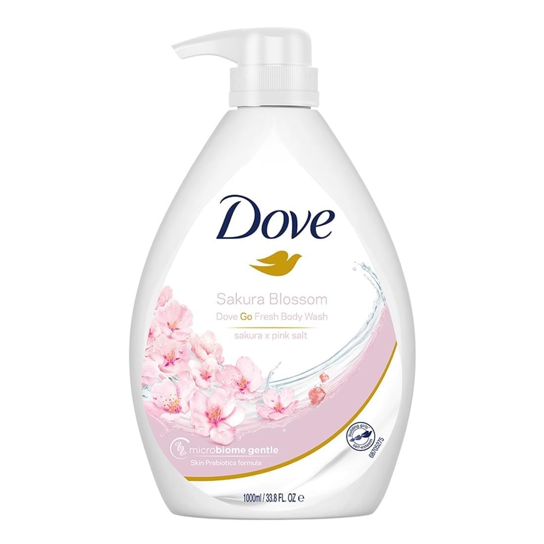 Dove Refreshing Sakura Blossom Body Wash with Himalaya Pink Salt for Replenished Skin, 1L