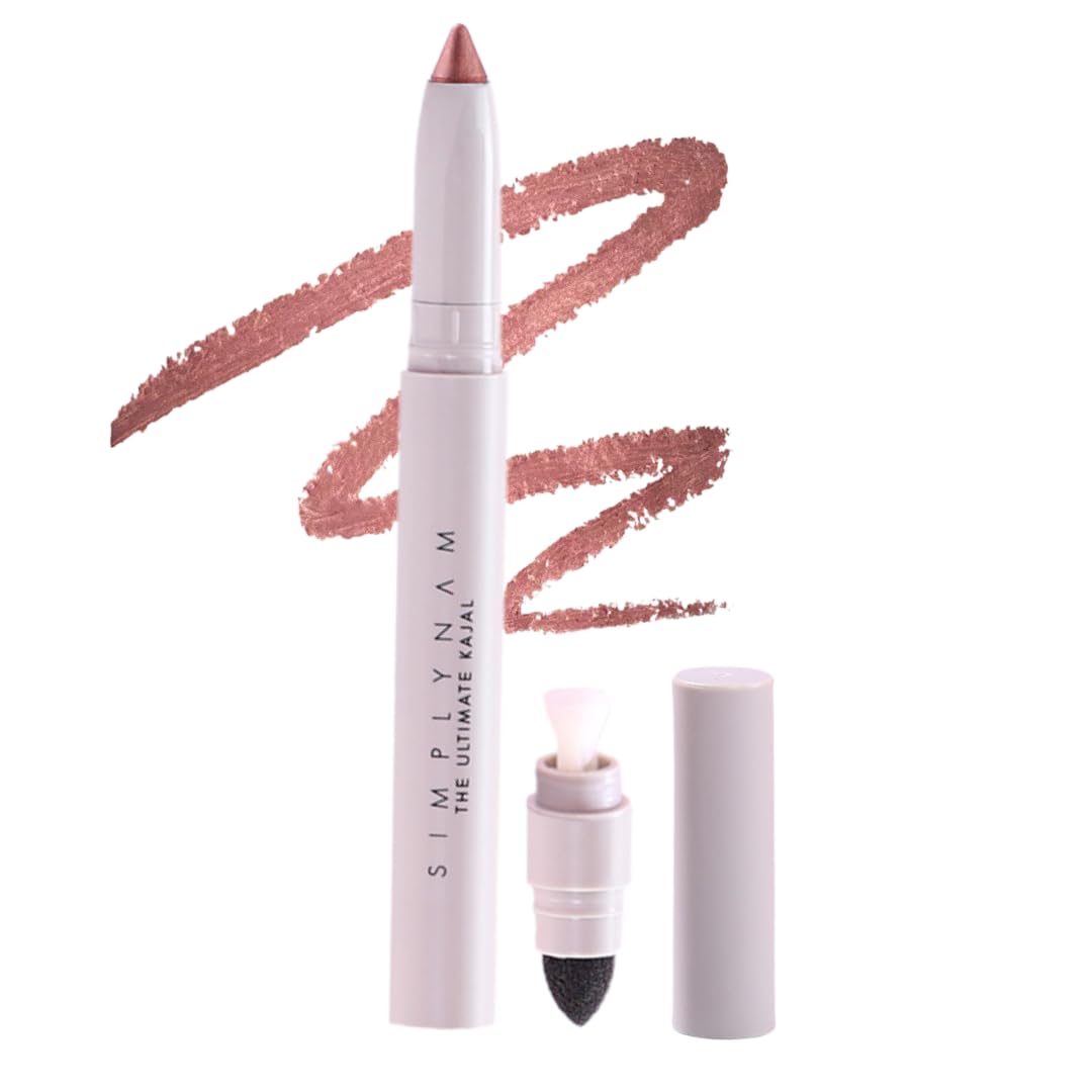 SIMPLYNAM Ultimate Kajal – Metallic Bronze | 1 Stroke Intense Color Payoff | Water Resistant | Long-Lasting & Smudge-Proof | Safe for Sensitive Eyes | 7X More Product | In-Built Sharpener & Smudger