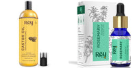 Rey Naturals Rosemary Essential Oil & Cold Pressed Castor Oil (Arandi Tel) | Rosemary Oil & Extra Virgin Hair Oil Combo For Hair Growth & Scalp | Hair Oil For Men & Women - (200ml+15ml)