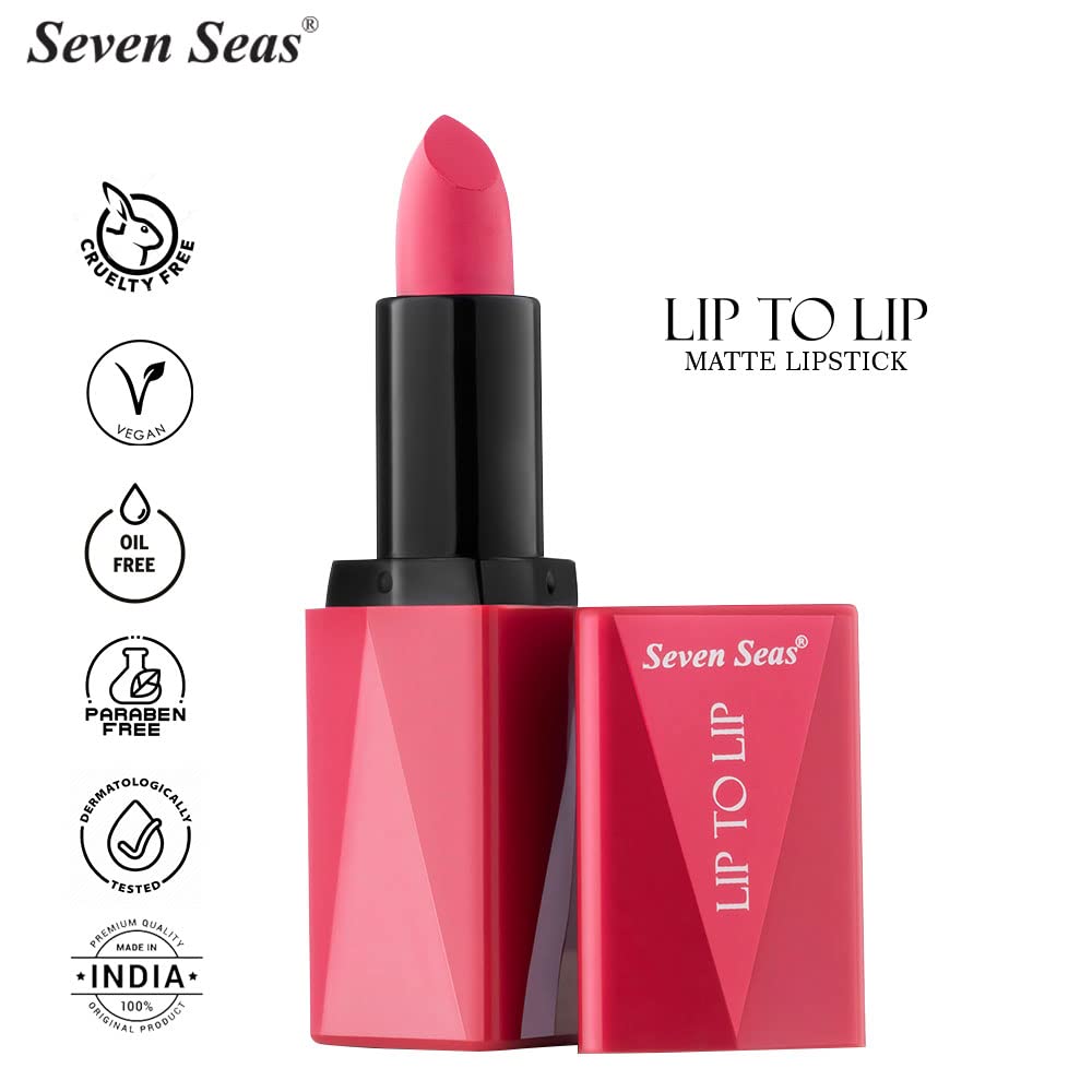 Seven Seas Lip To Lip Matte Full Coverage Long Lasting Lipstick | Smooth Application |Transferproof & Smudge Proof | Highly Pigemented Lipstick for Women (Chestnut Rose)