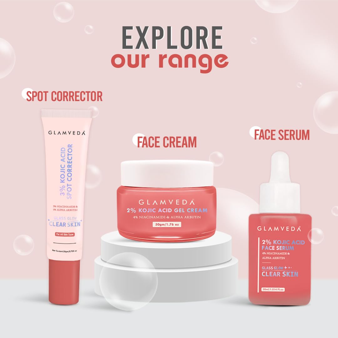 Glamveda 2% Kojic Acid Face Wash With 1% Niacinamide & Alpha Arbutin for dark spot & uneven skin tone clear glow 150ml
