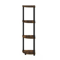 Furinno Turn-N-Tube 4-Tier Corner Display Rack Multipurpose Shelving Unit, Dark Brown Grain/Black 4-Tier Round Tube