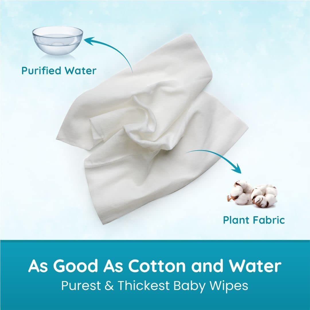 Mother Sparsh 99% Pure Water (Unscented) Baby Wipes I Natural Plant Made Cloth - Super Thick I 72pcs/Pack - Pack Of 3