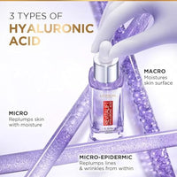 L’Oréal Paris Revitalift Serum, Hydrating and Plumping, With 1.5% Hyaluronic Acid, 15ml & Hyaluronic Acid Line Filling Water Cream 15ml & Revitalift Gel Cleanser 100 ml 3 Step Combo