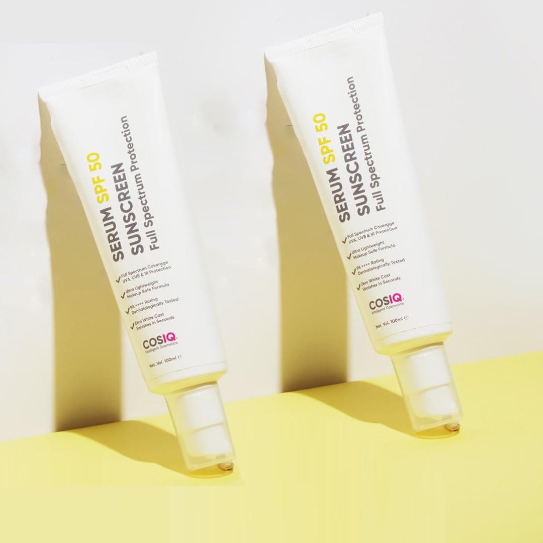 Cos-IQ India’s Only Hybrid, Serum-Based Sunscreen - SPF 50 | No White Cast | Broad Spectrum PA ++++ | For Women & Men (200ml, 60 Days Pack)