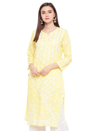 Ada Hand Embroidered Lucknowi Chikankari Ethnic Wear Cotton Kurta Kurti Tunic for Women