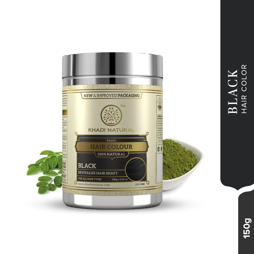 Khadi Natural Ayurvedic Black Henna | Herbal Hair Colour | Natural Henna Powder for Black Hair | Free From Harsh Chemicals | Suitable for All Hair Types| 150 gm